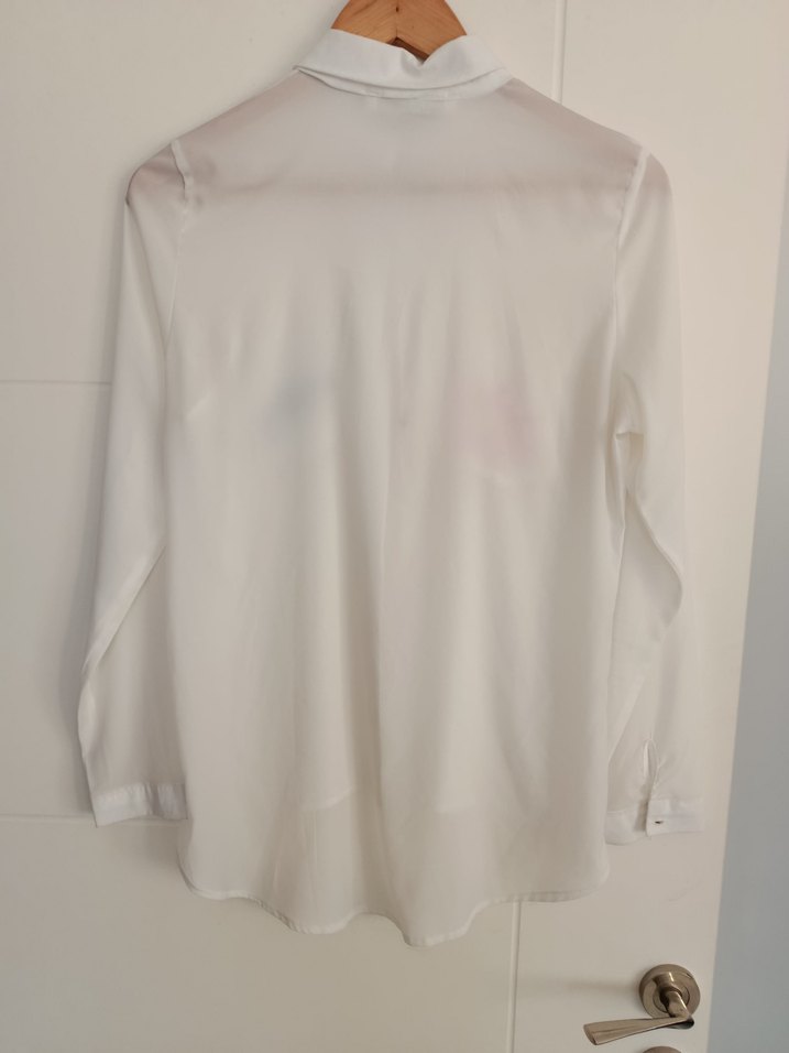 Düğmeli, Uzun Kollu Beyaz Baskılı Kadın Gömlek - Görsel 2