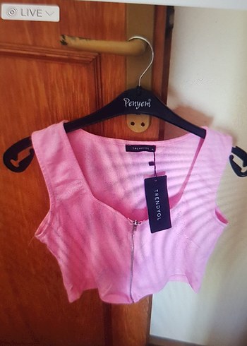 kadın Pembe Fermuarlı V Yaka Yelek