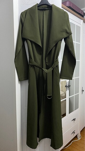 Diğer Haki Yeşili Uzun Trenchcoat