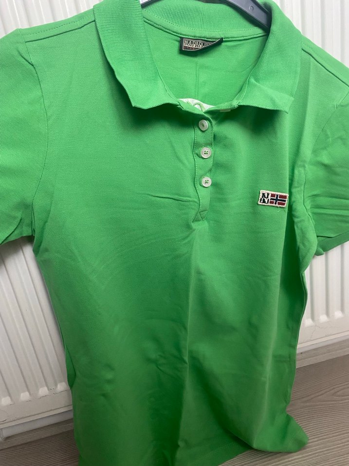 Yeşil Kısa Kollu Polo Yaka Kadın Tişört - Görsel 2