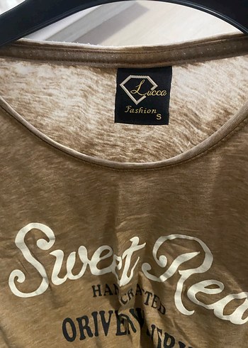 Kısa Kollu Vintage Süet Tişört - Görsel 3