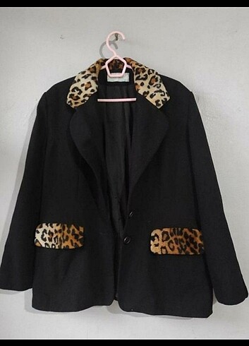 Leopar desenli blazer Ceket