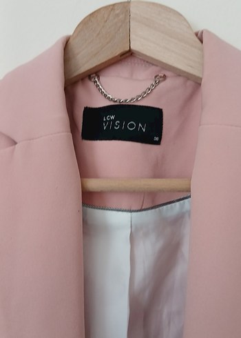 36 Beden Pembe Düğmeli Midi Kadın Blazer Ceket