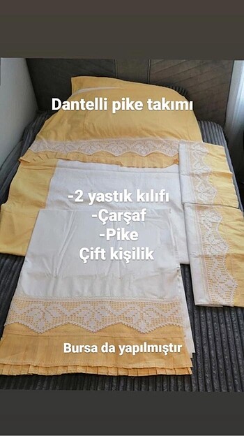 Dantelli el emeği pike takımı