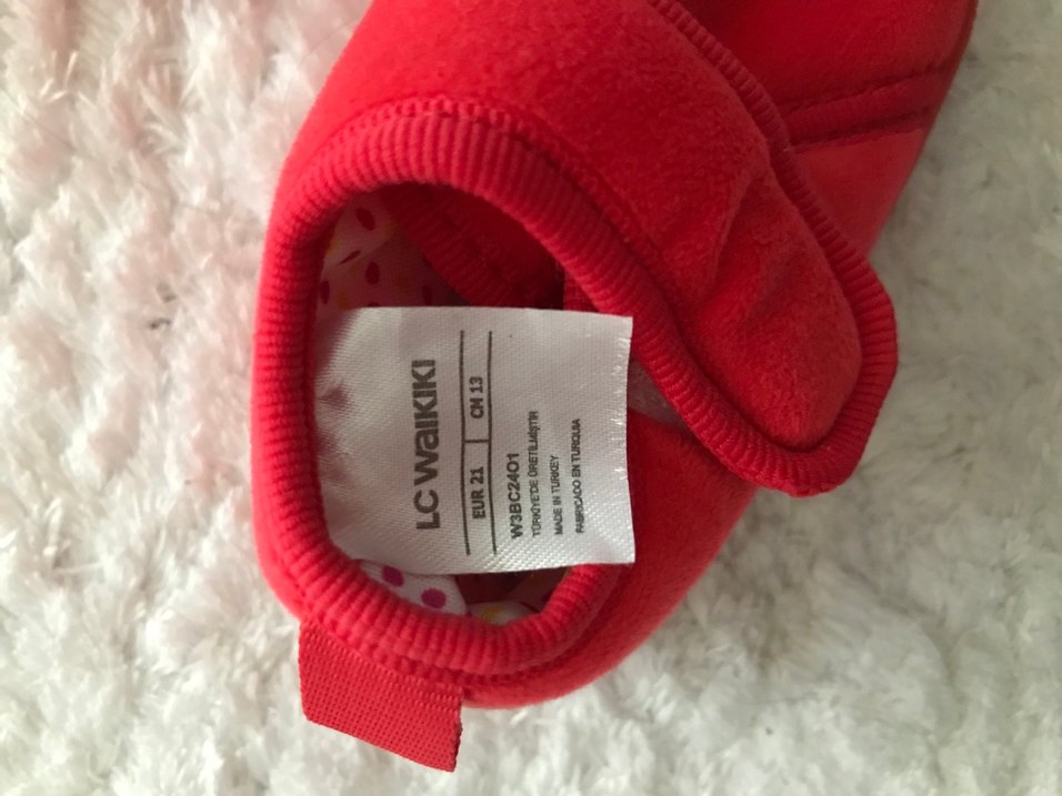 Kız Çocuk Kırmızı Sıcak Terlikler Velcro - Görsel 3