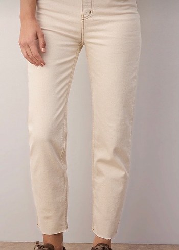 Ekru kadın mom jean - Görsel 2