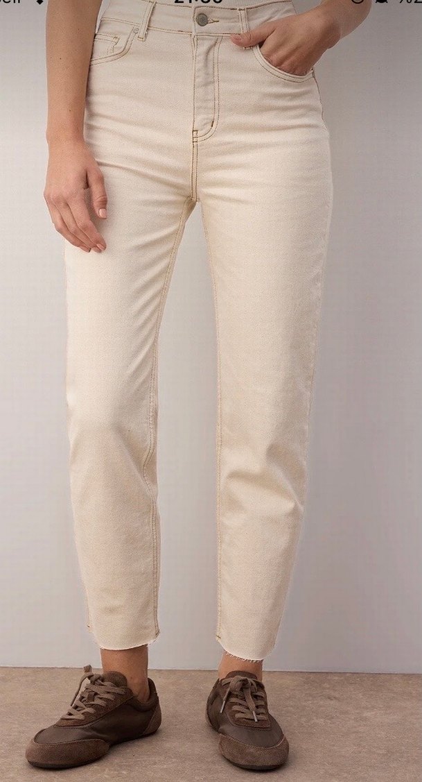 Ekru kadın mom jean - Görsel 2
