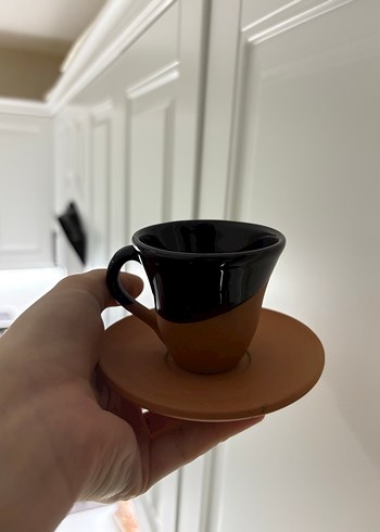 Kahverengi ve koyu renk seramik fincan seti - Görsel 3