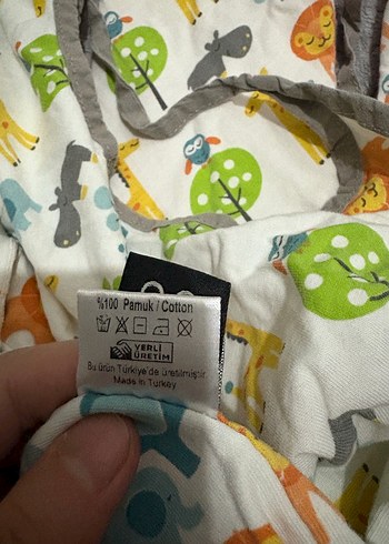 Renkli Baskılı Bebek Battaniyesi Kulaklı Kapüşonlu - Görsel 7