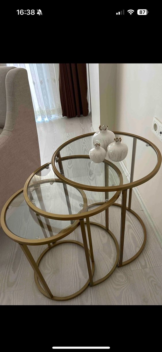 3lü Cam sehpa - Görsel 2