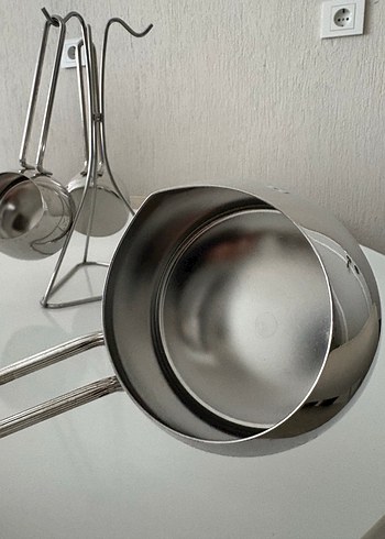 Paslanmaz Çelik Ölçü Kabı Seti ve Standı - Görsel 3