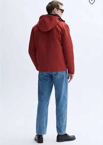 Mudo kiremit Kapüşonlu Erkek kısa parka - Görsel 10