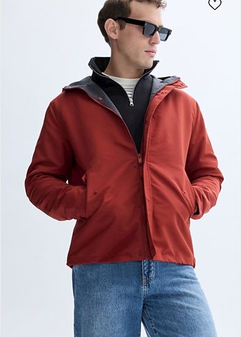 Mudo kiremit Kapüşonlu Erkek kısa parka - Görsel 6