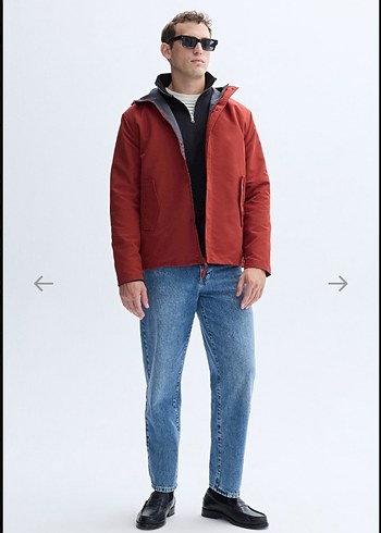 Mudo kiremit Kapüşonlu Erkek kısa parka - Görsel 5