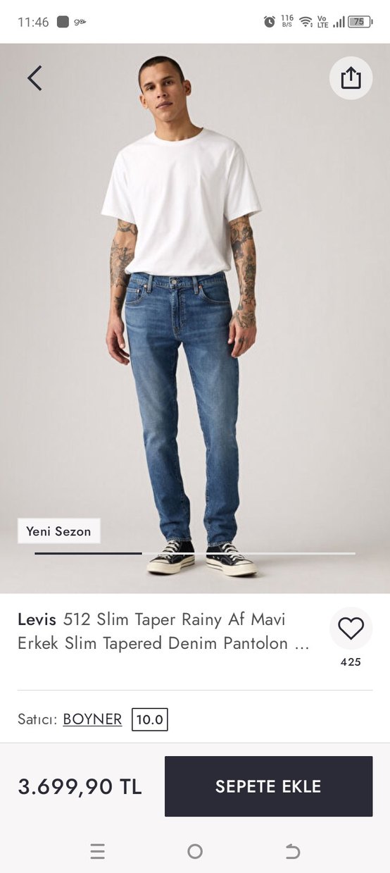 Levi's slim taper yeni sezon 31/32 size Erkek Mavi slim Fit Jean - Görsel 5