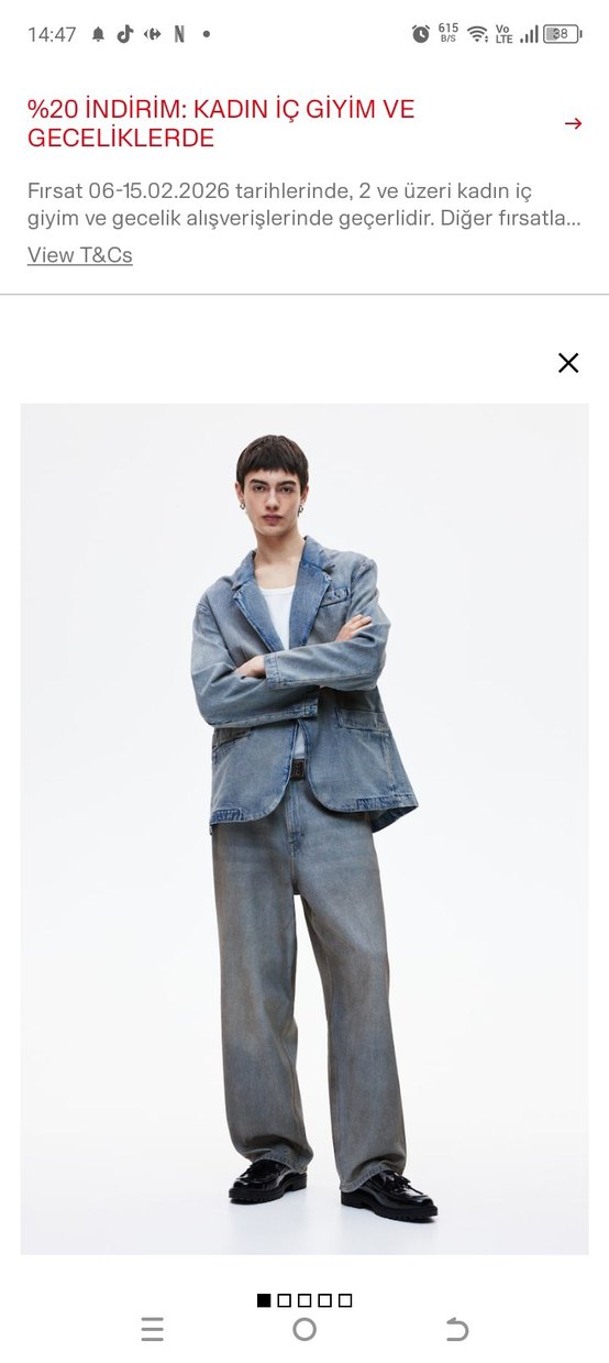 H&M Baggy erkek Denim Rahat Kesim Jean, 32/32 size - Görsel 3