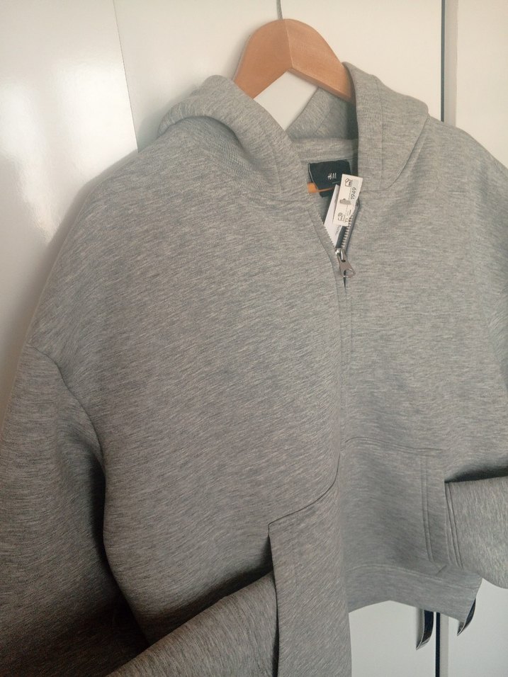 H&M scuba Londra'da fit Gri Fermuarlı erkek ceket - Görsel 2