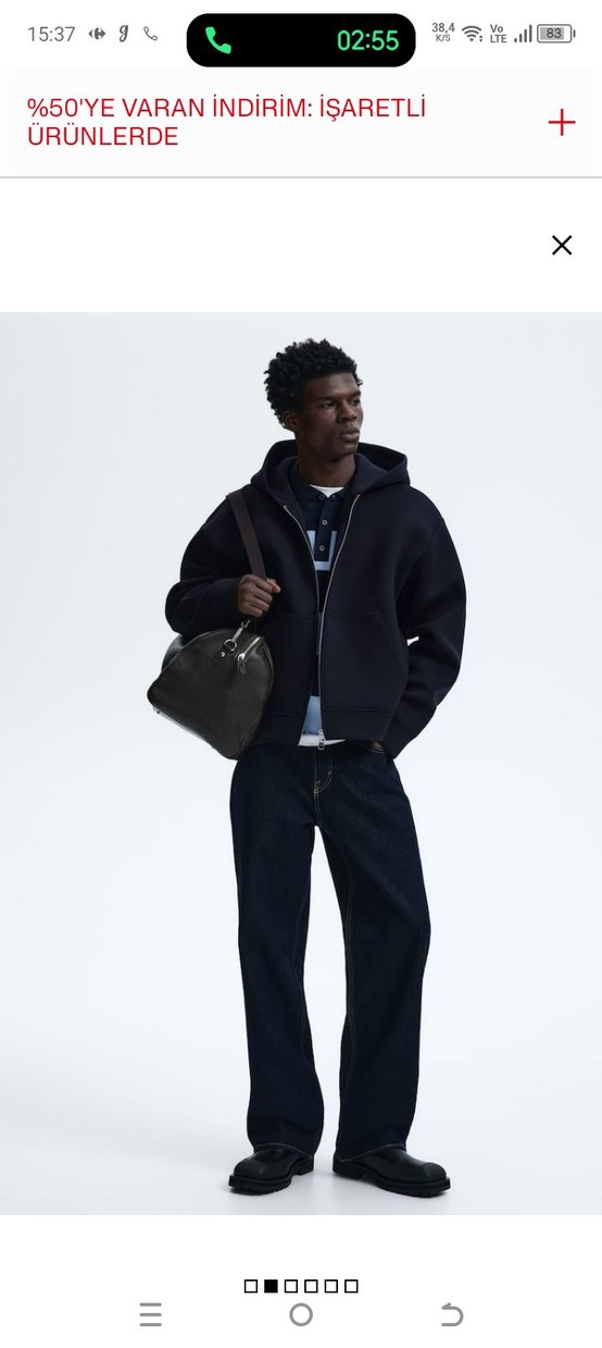 H&M scuba loose git Erkek laci Kapüşonlu Ceket - Görsel 3