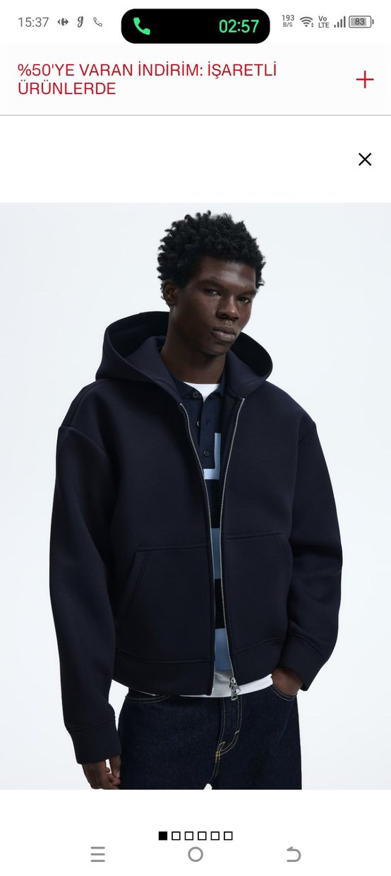 H&M scuba loose git Erkek laci Kapüşonlu Ceket - Görsel 4