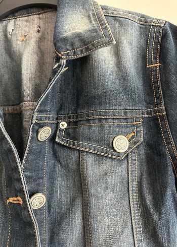 15-16 Yaş Beden lacivert Renk Kısa Kollu Düğmeli Jean Ceket