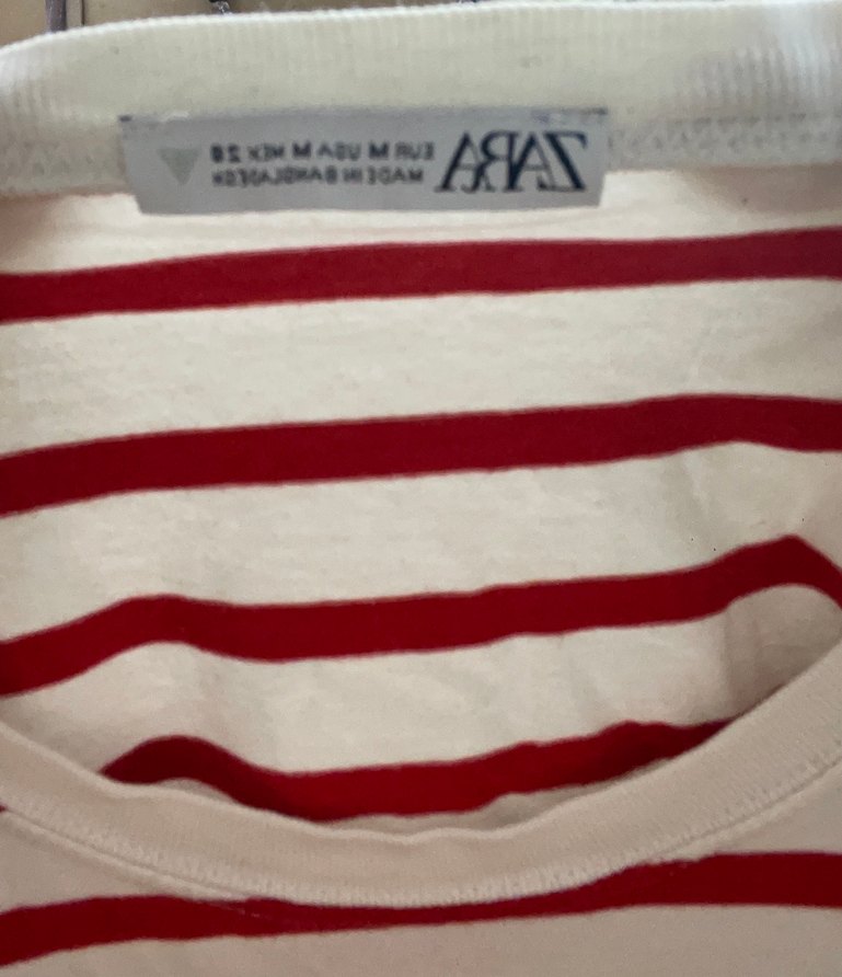 Kırmızı Beyaz Çizgili Kısa Kollu Tişört - Görsel 2