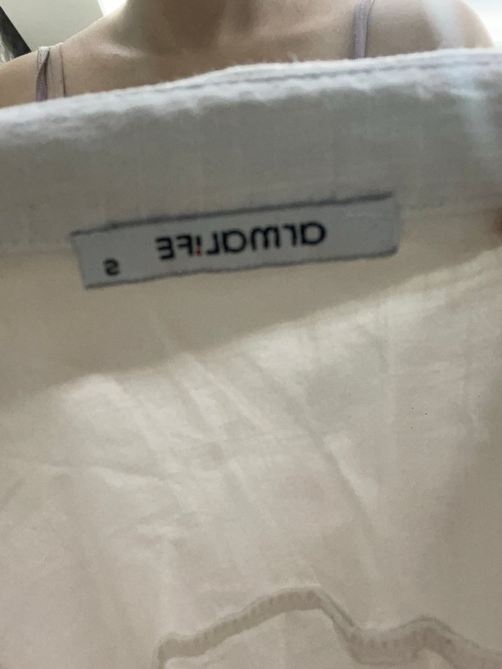 Kadın Beyaz Düğmeli Keten Gömlek - Görsel 3