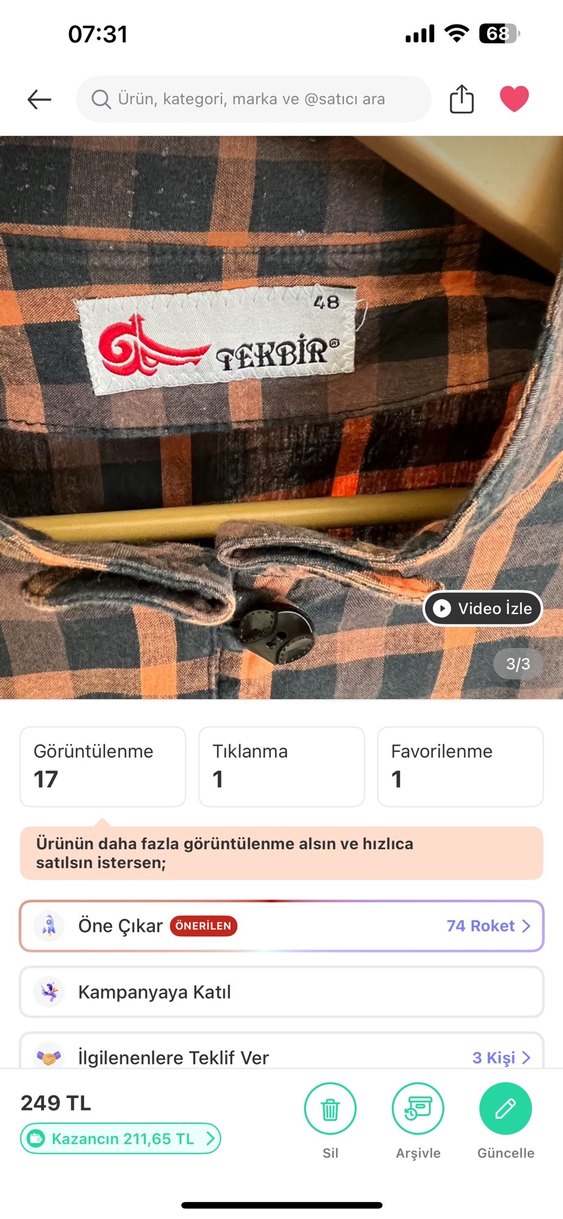 Tunik Düğmeli Kareli Uzun Kollu Kadın Gömlek - Görsel 3
