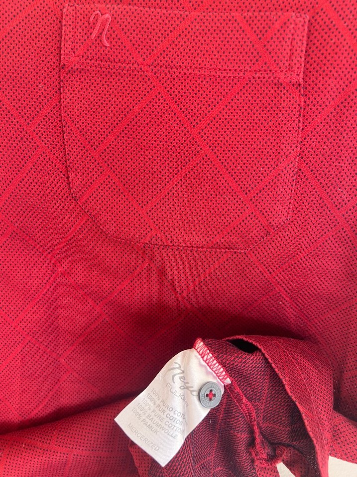 Kırmızı Süet Düğmeli Erkek Polo Yaka Tişört - Görsel 2