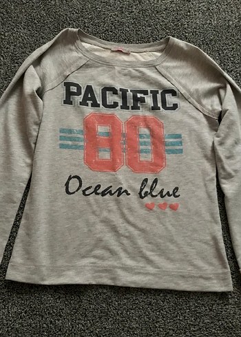 Gri Kadın Uzun Kollu Baskılı Sweatshirt - Görsel 5