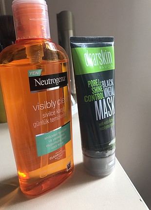 Neutrogena yüz temizleme jeli ve avon siyah kil maske