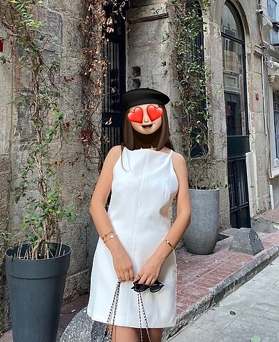 s Beden Beyaz askılı elbise