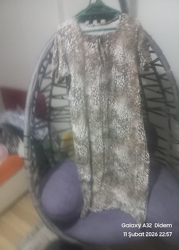 Bohem Yılan Desenli Uzun Kadın Pijama - Görsel 2