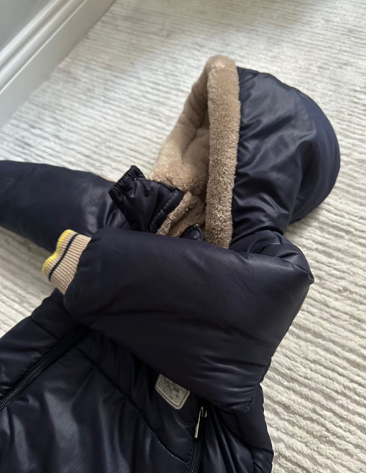 Kürklü Kapüşonlu Erkek Bebek Kar Tulumu - Görsel 3