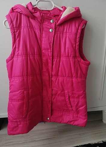 İçi polarlı Pembe çocuk yeleği 