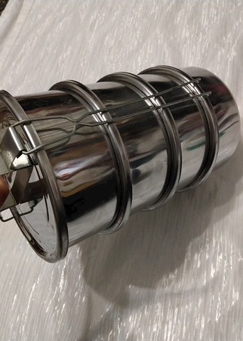 sefer tası Gri Paslanmaz Çelik Katlanabilir Yemek Kabı - Görsel 2