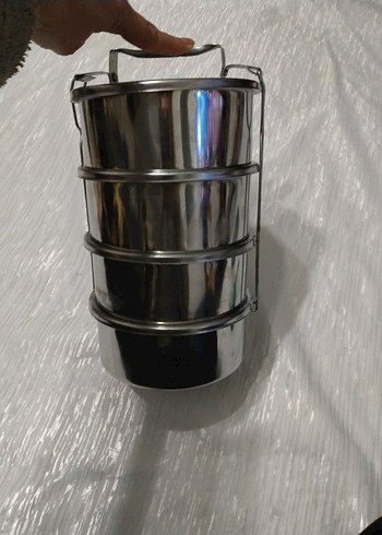 sefer tası Gri Paslanmaz Çelik Katlanabilir Yemek Kabı - Görsel 9