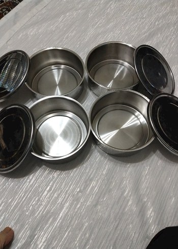 sefer tası Gri Paslanmaz Çelik Katlanabilir Yemek Kabı - Görsel 4