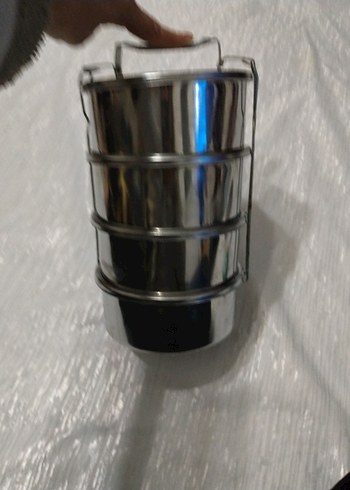 sefer tası Gri Paslanmaz Çelik Katlanabilir Yemek Kabı - Görsel 3