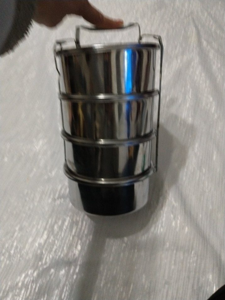 sefer tası Gri Paslanmaz Çelik Katlanabilir Yemek Kabı - Görsel 3