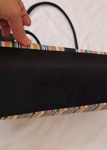 Çok Bölmeli Çizgili Kadın Çantası - Görsel 7