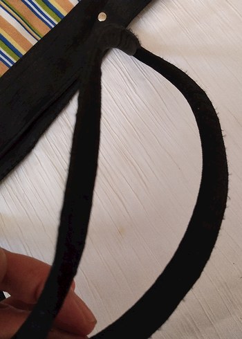 Çok Bölmeli Çizgili Kadın Çantası - Görsel 5