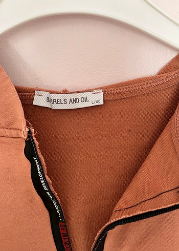 l Beden kahverengi Renk Kapüşonlu Fermuarlı Kadın Sweatshirt