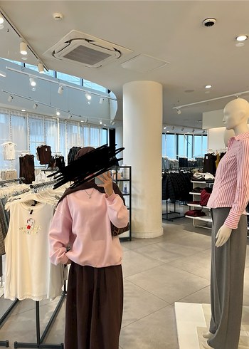 Pembe Oversize Kadın Sweatshirt - Görsel 11