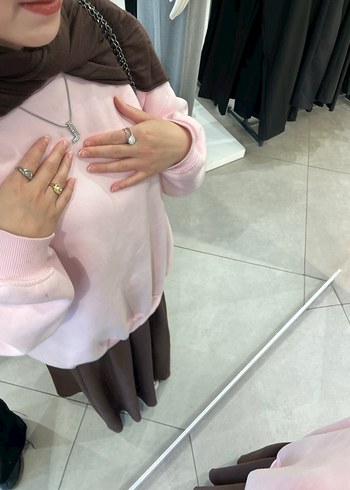 Pembe Oversize Kadın Sweatshirt - Görsel 12