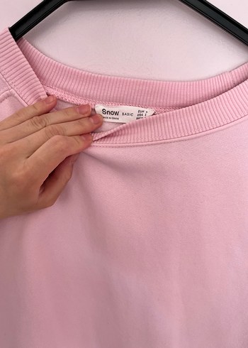 Pembe Oversize Kadın Sweatshirt - Görsel 9