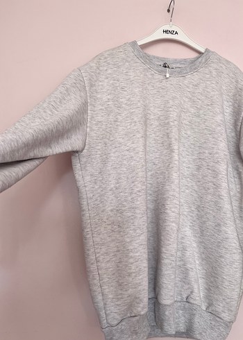 Gri Kadın Sweatshirt, Bisiklet Yaka, Rahat Kesim - Görsel 4