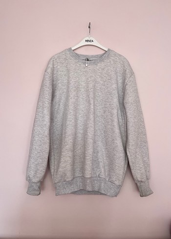 Gri Kadın Sweatshirt, Bisiklet Yaka, Rahat Kesim - Görsel 2