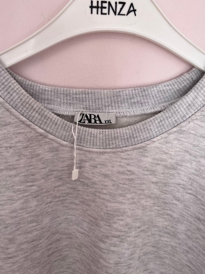 Gri Kadın Sweatshirt, Bisiklet Yaka, Rahat Kesim - Görsel 5