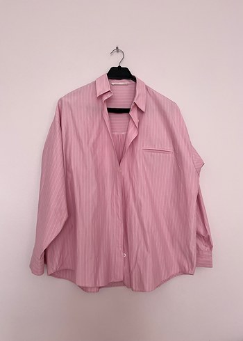 Pembe Çizgili Uzun Kollu Gömlek - Görsel 2
