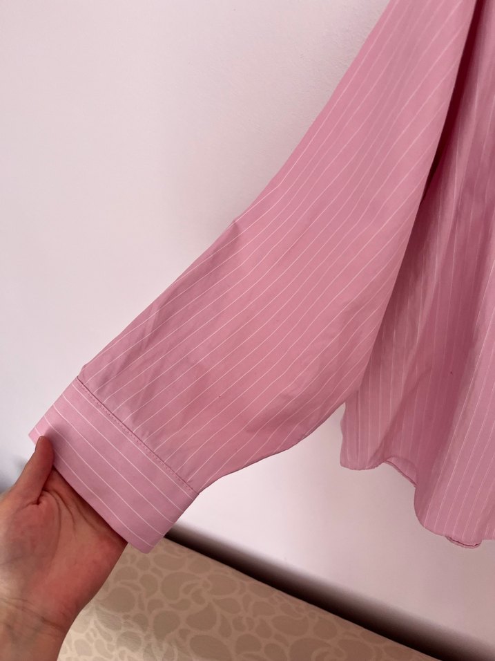 Pembe Çizgili Uzun Kollu  Gömlek - Görsel 4